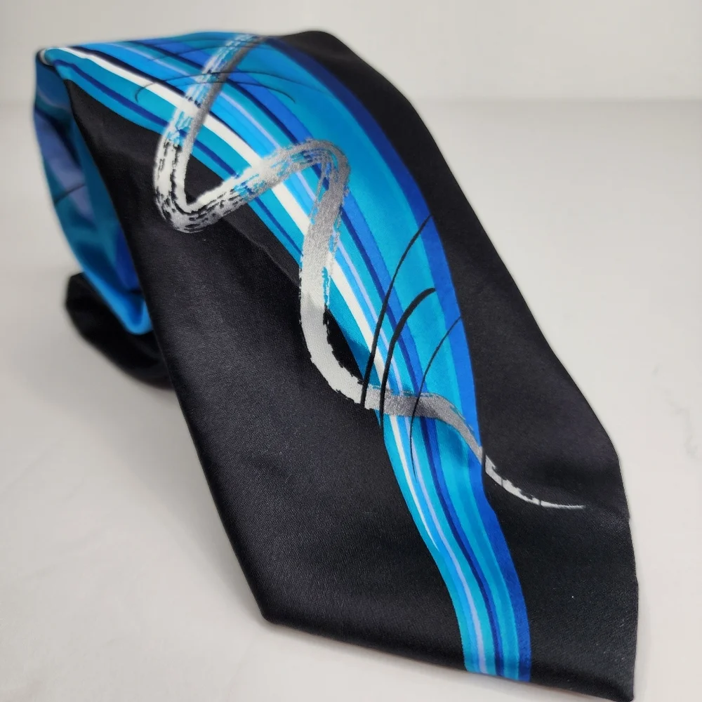 J . GARCIA Blue & Black Tie.